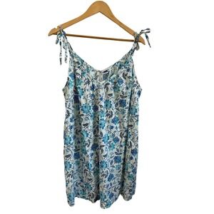 Old Navy Swing Floral Tie Shoulder Mini Dress V-Neck Pockets Medium Oversized